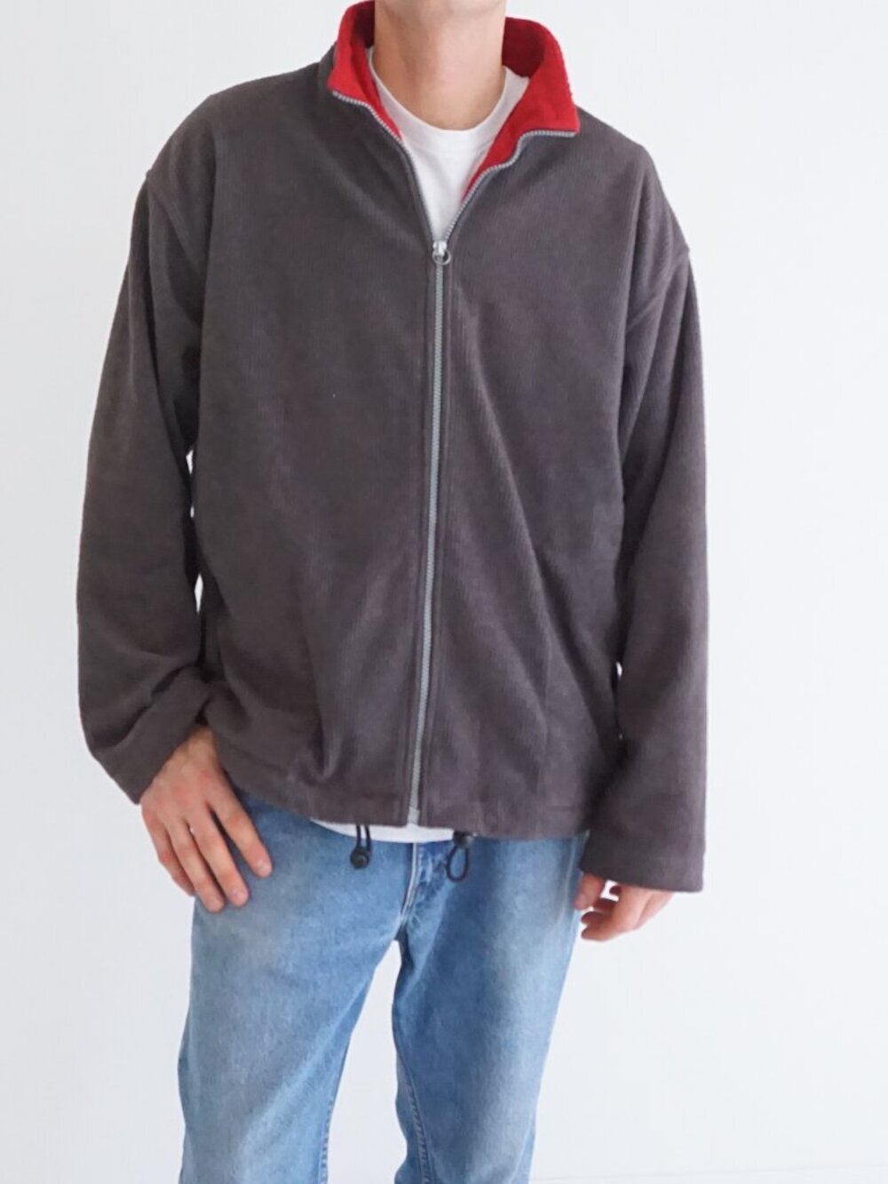 Country Trader Gray Full Zip Collar Outdoor Everyday Travel Jacket Charcoal M